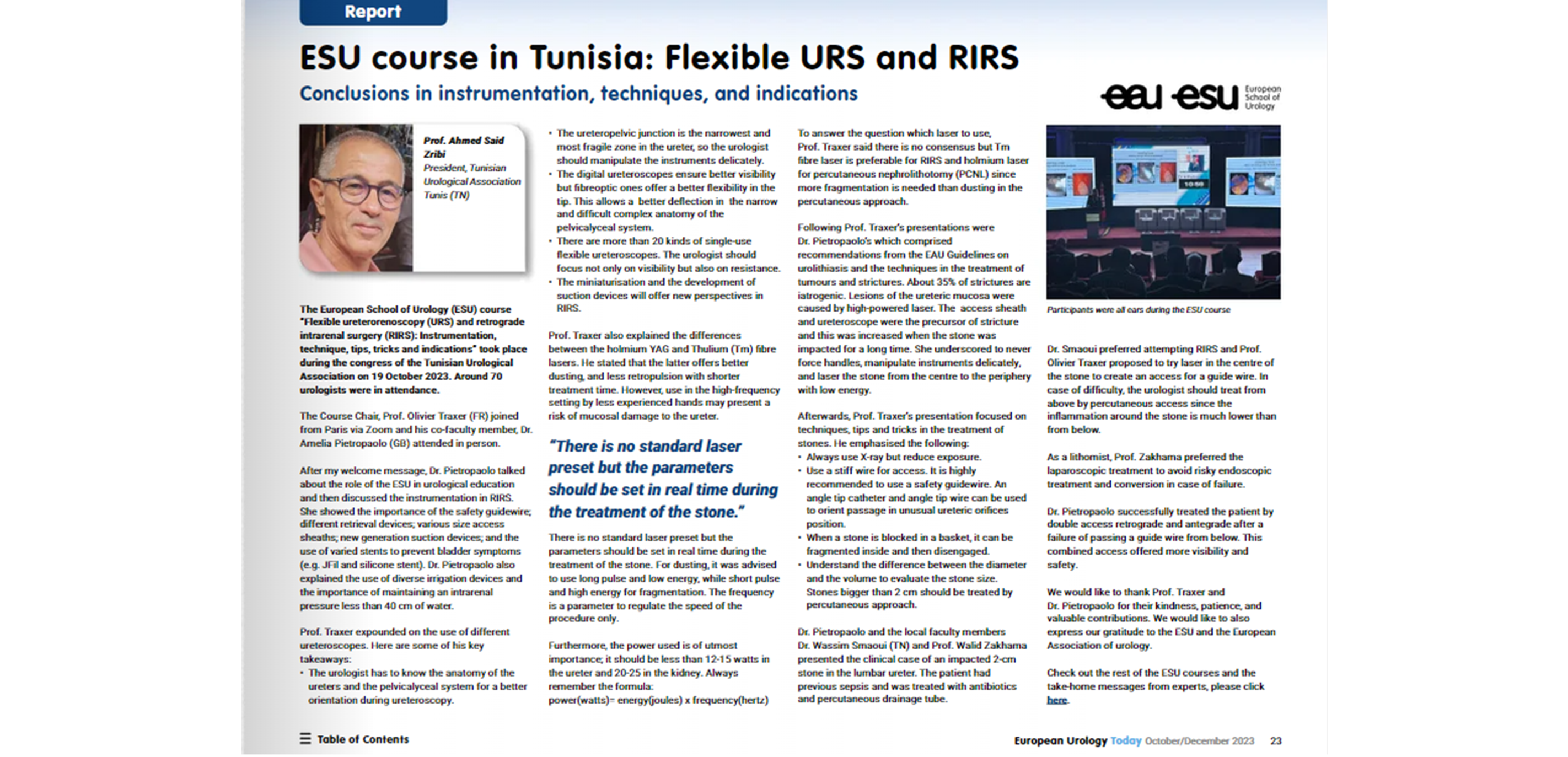 ESU course in Tunisia: Flexible URS and RIRS